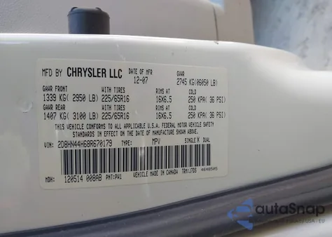 2008 Dodge Grand Caravan Se z USA, uszkodzony, nr VIN 2D8HN44H68R670179